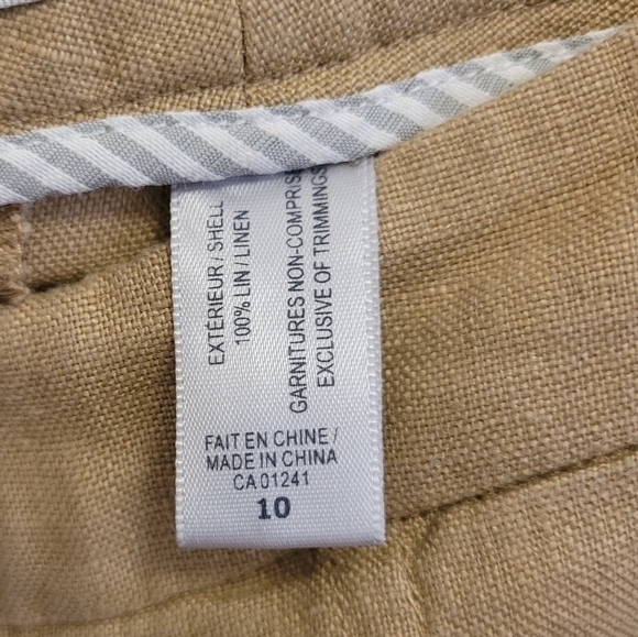 3/$25 CONTEMPORAINE Tan Linen Wide Leg Culottes - Picture 7 of 8